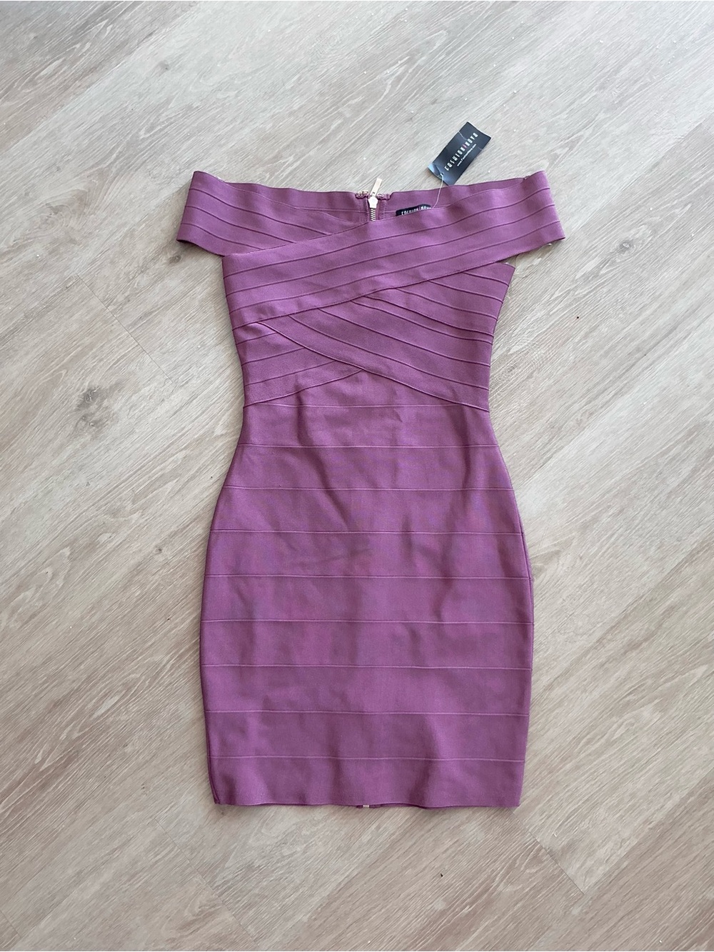 Fashion Nova Off shoulder Bandage Bodycon Dress Mauve dusty purple